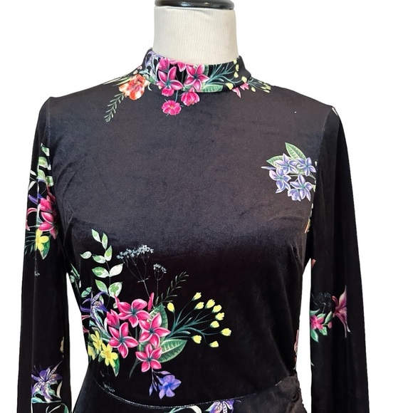 ASOS velvet floral black midi length dress - Picture 8 of 12